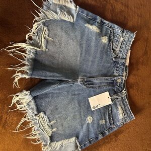 VERVET Distressed Denim Shorts - Blue